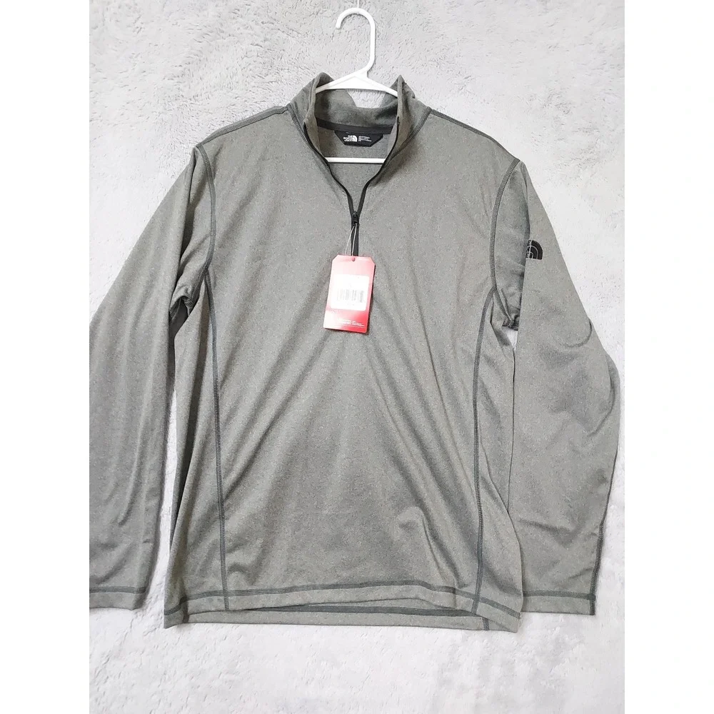 NEW The North Face Pullover Mens Medium Tech 1 4 Zip Fleece Asphalt Gray Heather